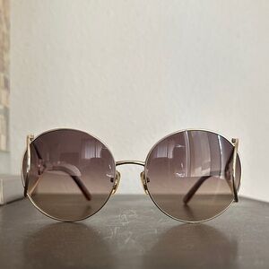 Chloe Gold Frame Sunglasses with Dark Brown Lenses